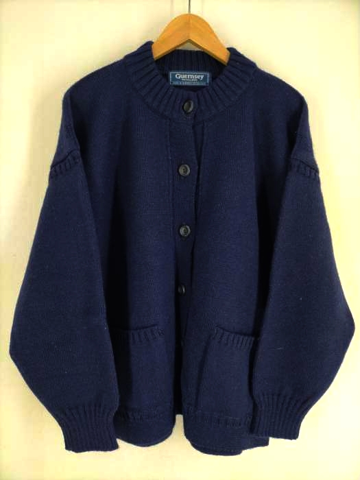 ガンジーウーレンズ GUERNSEY WOOLLENS イギリス製 ウールカーディガン メンズ JPN：44