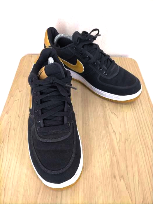 ナイキ NIKE AIR FORCE 1 LOW CANVAS BLACK METALLIC GOLD-WHITE メンズ JPN：28