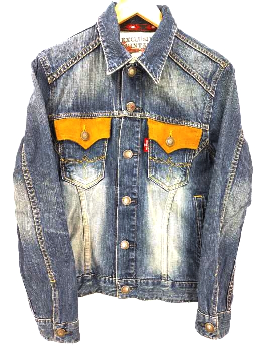 エドウィン EDWIN EXCLUSIVE VINTAGE USED加工 デニムジャケット コンチョボタン メンズ JPN：S