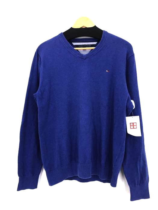TOMMY HILFIGER(トミーヒルフィガー) 胸刺繍 Vネック コットンニット メンズ import：L