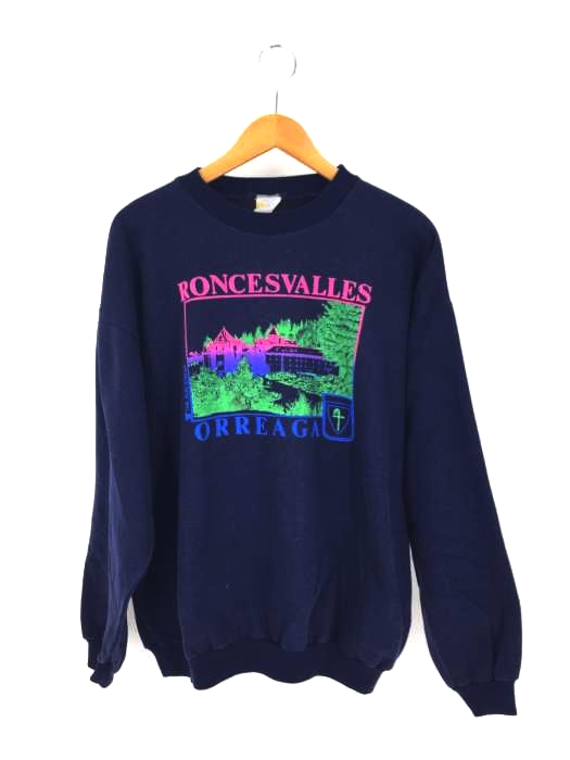 USED古着(ユーズドフルギ) Roncesvalles Orreaga プリントクルーネックスウェット メンズ JPN：XL