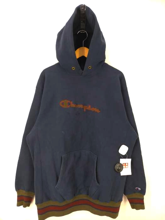 Champion(チャンピオン) 90s USA製 刺しゅうタグ REVERSE WEAVE リブライン スクリプトロゴ刺しゅうプルオーバーパーカー メンズ  XX-LARGE