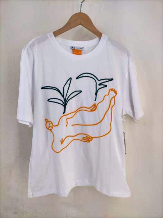 ZARA(ザラ) ワイドシルエットクルーネックTシャツ レディース JPN：L