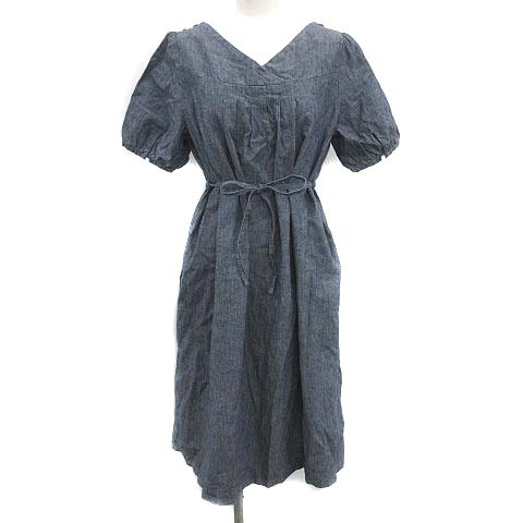 tres coton(トレコトン) トレコトン tres coton ワンピース ひざ丈 半袖 コットン 紺 ネイビー /YM レディース レディース 表記無