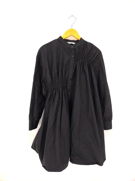 ZARA(ザラ) バンドカラー アシメ シャーリング加工 ミニワンピース レディース import：S
