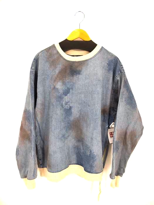 ZARA(ザラ) ユーズド加工 サイドジップ デニムスウェットプルオーバー メンズ import：S