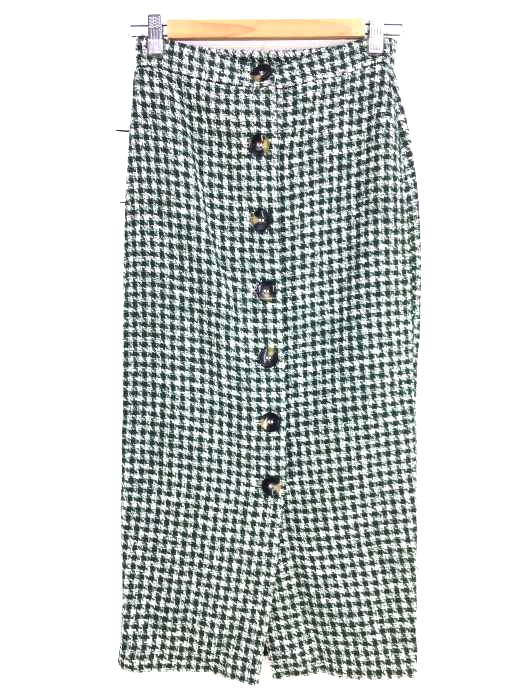 ZARA(ザラ) 千鳥格子 センターボタンロングタイトスカート レディース スカート タイト