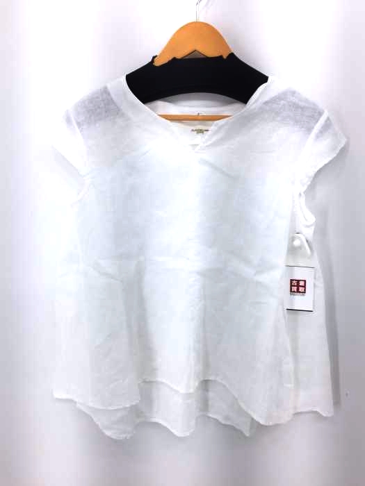 Ray BEAMS(レイビームス) リネンキーネックフレンチスリーブシャツ レディース FREE