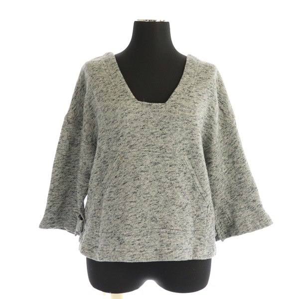 DEREK LAM(デレクラム) 10 CROSBY 七分袖トップス カットソー Uネック スウェット 背中あき 2 グレー /MY ■OS レディース  2