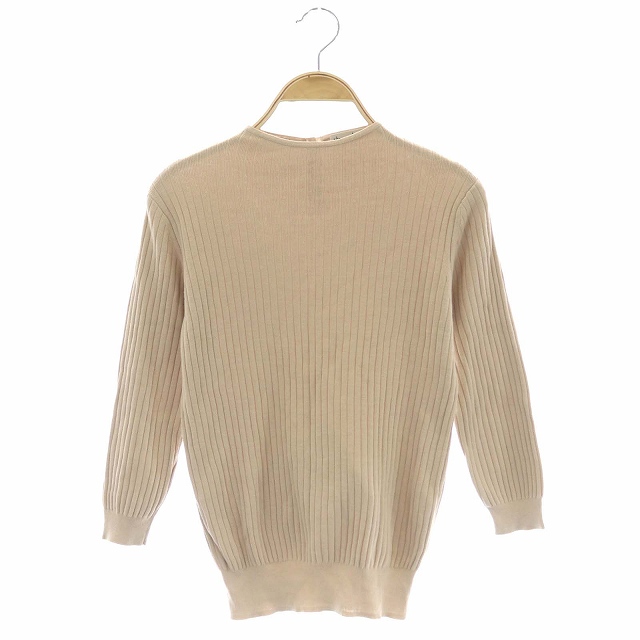STEVEN ALAN(スティーブンアラン) ニット カットソー 七分袖 バックヘンリー リブ シルク混 ベージュ /ES レディース  サイズの記載なし