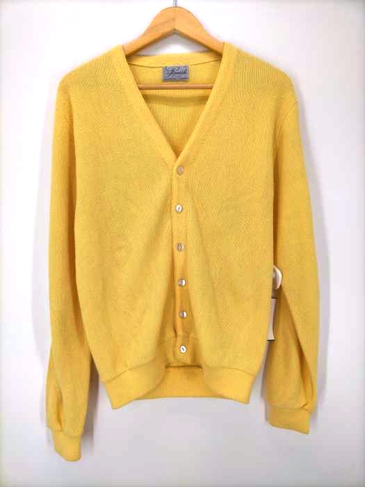 USED古着(ユーズドフルギ) 70-80S {{Pinnacle}} USA製 アクリルカーディガン 猫目ボタン イエロー メンズ import：S