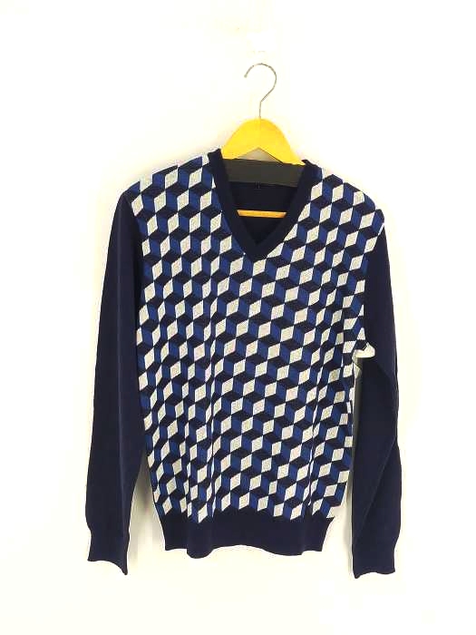 Ben Sherman(ベンシャーマン) 幾何学柄 Vネックニット メンズ JPN：L