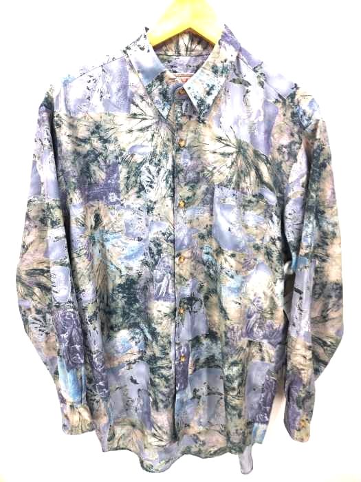 ユーズドフルギ USED古着 OLD 総柄ポリエステルシャツ メンズ JPN：M