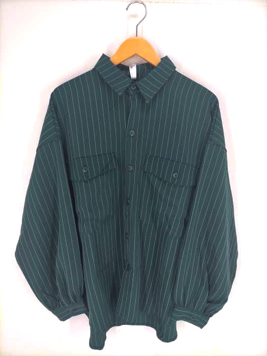 ハルハム HALHAM ストライプ バルーンスリープ CPOシャツ メンズ  M