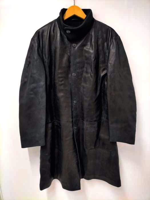 アルマーニコレツィオーニ ARMANI COLLEZIONI トルコ製 スタンドカラー レザーロングコート メンズ  52