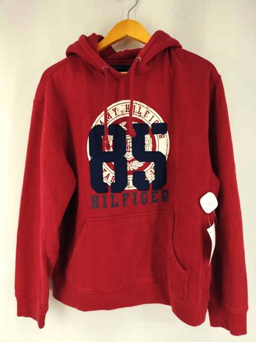 トミーヒルフィガー TOMMY HILFIGER フロッキ―ロゴ プルオーバーパーカー メンズ JPN：S