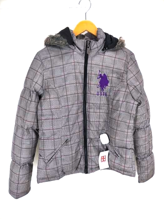 ユーエスポロアッスン U.S.POLO ASSN チェック柄 ダウンジャケット レディース JPN:L