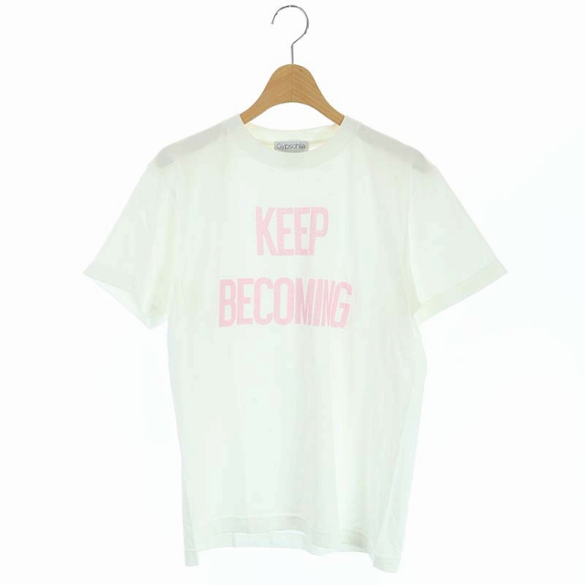 USED古着(ユーズドフルギ) {{GypsophilA}} Keep Becoming プリント Tシャツ カットソー 半袖 クルーネック S 白 ピンク ホワイト /AA ■OS レディース レディース  S