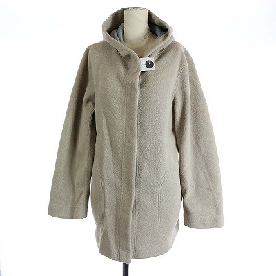 DoCLASSE(ドゥクラッセ) 19AW フーデッドジャケット パーカー 長袖 ミモレ丈 バイカラー 9 M ベージュ グレー /AN37 レディース  9(日本表記M相当)