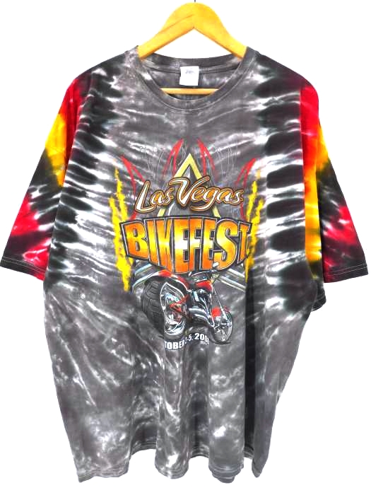 USED古着(ユーズドフルギ) Las Vegas BIKEFEST 2008 タイダイTシャツ ビッグサイズ メンズ  3XL