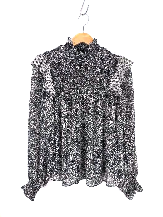 ZARA(ザラ) ペイズリー柄 シースルー ブラウス レディース import：L