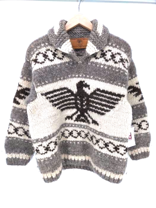 CANADIAN SWEATER(カナディアンセーター) カナダ製 ウール混 バードパターン カウチンニット メンズ 表記無