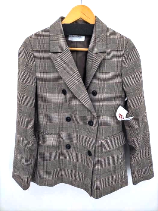ブランシック BLANCHIC グレンチェックピークドラペルダブルテーラードジャケット レディース  FR