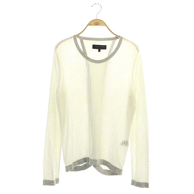 RAG&BONE(ラグアンドボーン) バックスリットカットワークニット カットソー 長袖 S 白 グレー オフホワイト /ES ■OS レディース レディース S
