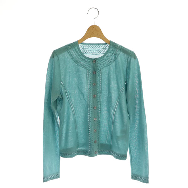 ROCHAS(ロシャス) ビジュー 長袖カーディガン ニット 9 青 ブルー /MY ■OS レディース  9