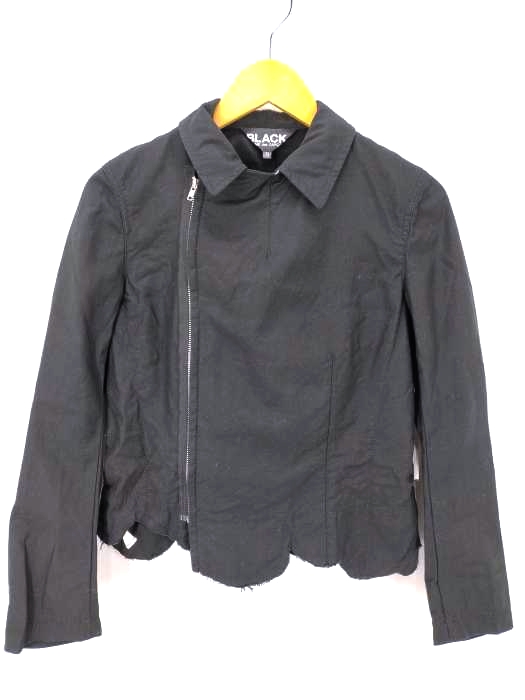 BLACK COMME des GARCONS(ブラックコムデギャルソン) AD2008 スカラップ コットン ライダースジャケット メンズ JPN：S