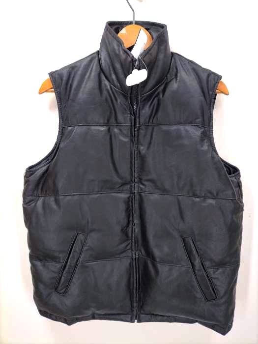USED古着(ユーズドフルギ) {{BLACK LEDER}} ラムレザー ダウンベスト メンズ JPN：L