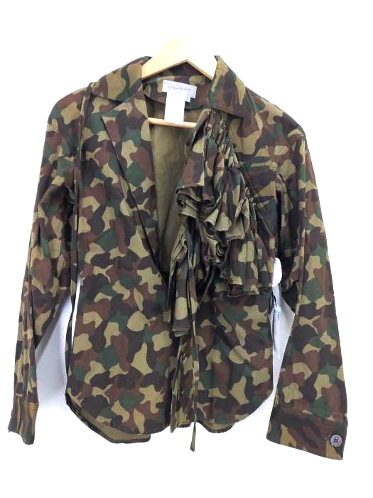 ヨウジヤマモト ファム Yohji Yamamoto FEMME カモフラージュテーラードジャケット 2006ss 貝ボタン 切替 レディース  1
