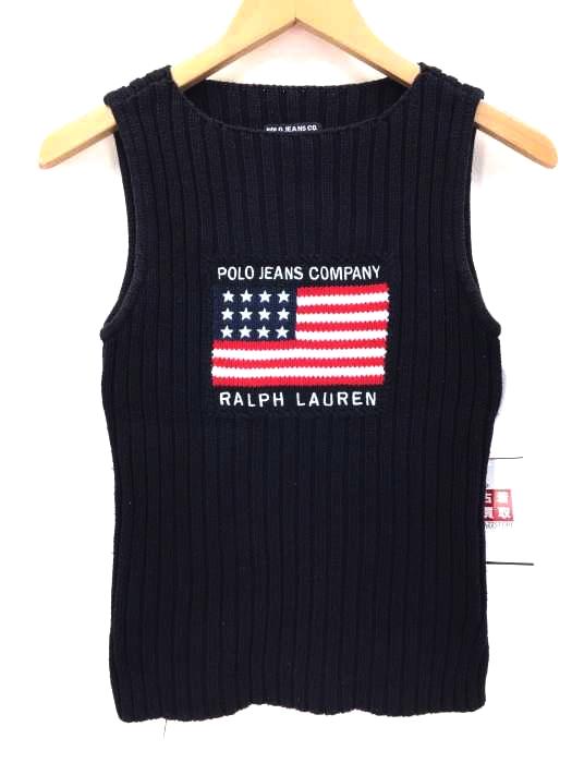 POLO JEANS COMPANY RALPH LAUREN(ポロジーンズカンパニーラルフローレン) ロゴ刺繍 星条旗 ニット ベスト レディース JPN：XS
