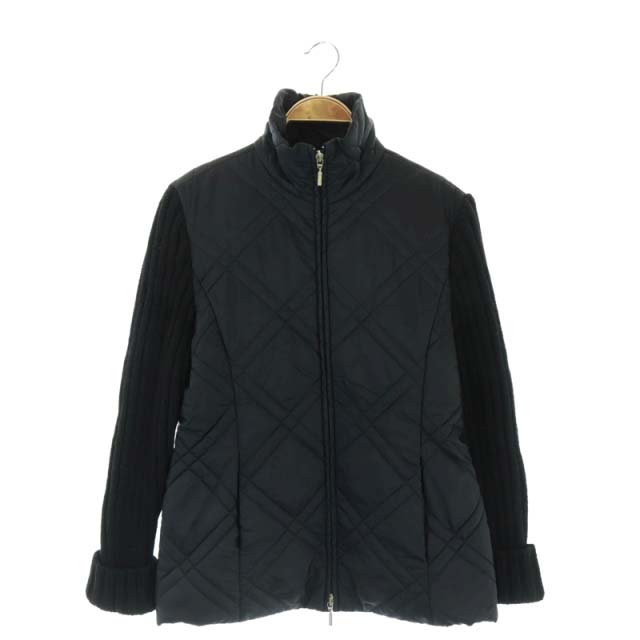 MAX & CO.(マックスアンドコー) jeans&basic ニット切替ナイロンジャケット アウター ジップアップ ウール混 38 黒 ブラック /HS ■OS レディース レディース  38（日本サイズS相当）