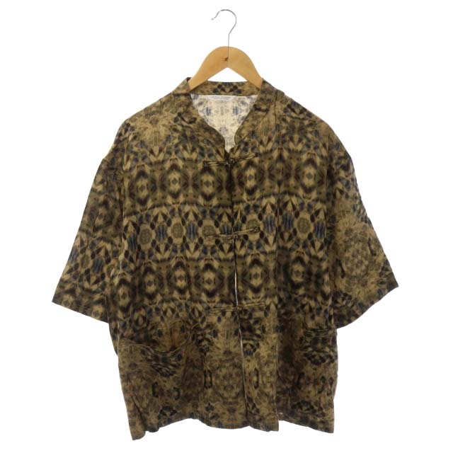 JOURNAL STANDARD(ジャーナルスタンダード) 20SS チャイナシャツ 半袖 総柄 M カーキ ベージュ 茶 ブラウン /DF メンズ  M