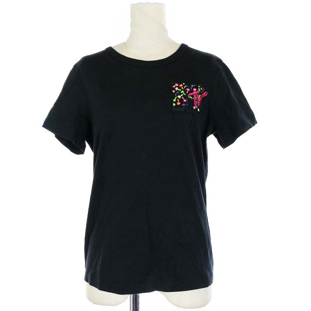 MARC JACOBS(マークジェイコブス) Tシャツ カットソー コットン MVT MUSIC TELEVISION 半袖 XS 黒 ブラック /YI38 レディース  XS
