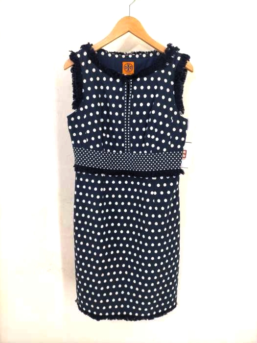 TORY BURCH(トリーバーチ) フリンジデザインドット柄ノースリーブワンピース レディース UK：6