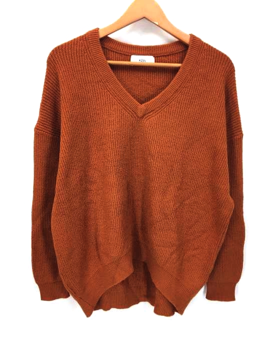 AZUL by moussy(アズールバイマウジー) V NECK LOOSE KNIT TOPS レディース  M