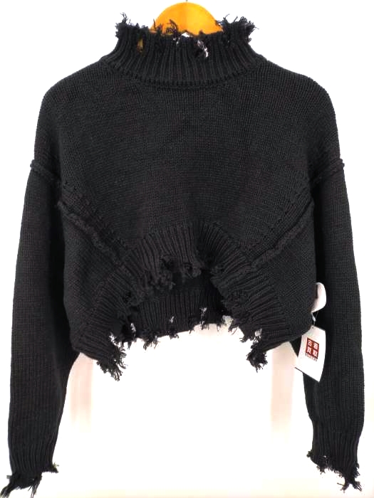 SLY(スライ) ROUND HEM CROPPED DAMAGE TOPS レディース FREE