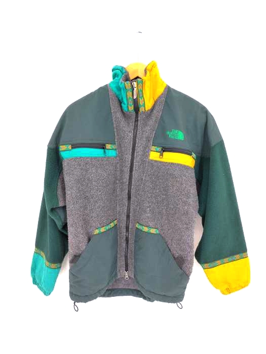 ザノースフェイス THE NORTH FACE USA製 RAGE ナイロン切替 クレイジーパターン フリースジャケット メンズ import：XS