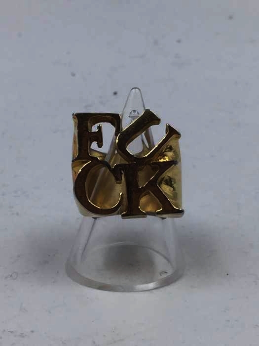 フルギ RUGGED RUGGED RUDE BOYZ CLUB W NAME RING FUCK RING IN GOLD メンズ  17号
