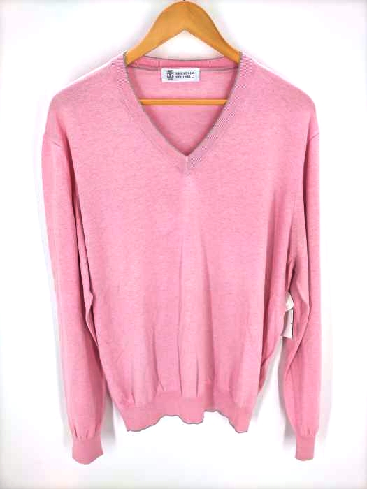 BRUNELLO CUCINELL(ブルネロクチネリ) Vネック コットンハイゲージニット メンズ JPN:50