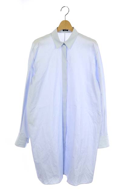 JIL SANDER(ジルサンダー) ネイビー NAVY ストライプ シャツワンピース 長袖 膝丈 比翼ボタン 38 青 白 ブルー ホワイト /AA ■OS レディース  38(日本サイズM相当）