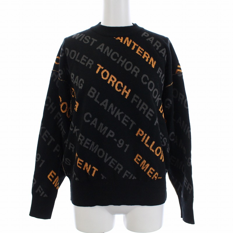 ZUCCa(ズッカ) 19SS キャンプギアニット セーター 長袖 ロゴ コットン ウール M 黒 ブラック /BM レディース  M
