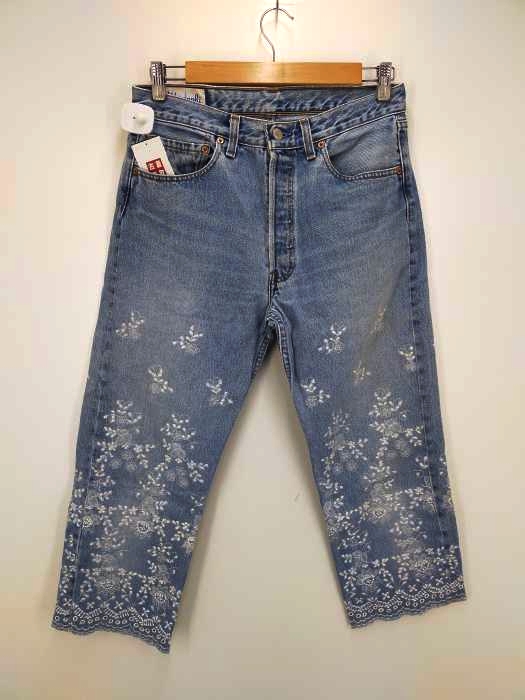 USED古着(ユーズドフルギ) HARENOHI BY MOTHER LIP & HANA TO GUITAR  リーバイス501リメイク 刺繍デニム レディース  w32