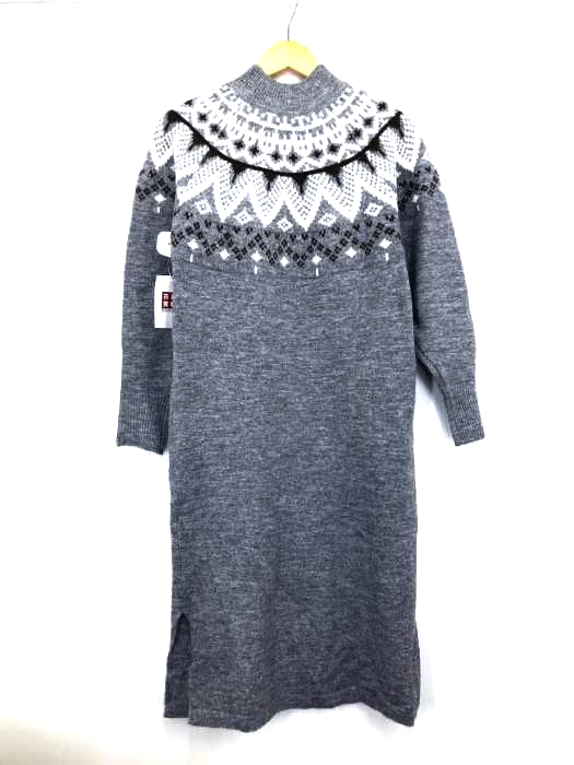 AZUL by moussy(アズールバイマウジー) 求心柄ニットワンピース レディース  S