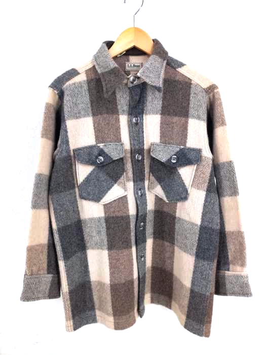 L.L.Bean(エルエルビーン) 80~90S MADE IN U.S.A.ブロックチェックウールシャツジャケット メンズ JPN：M