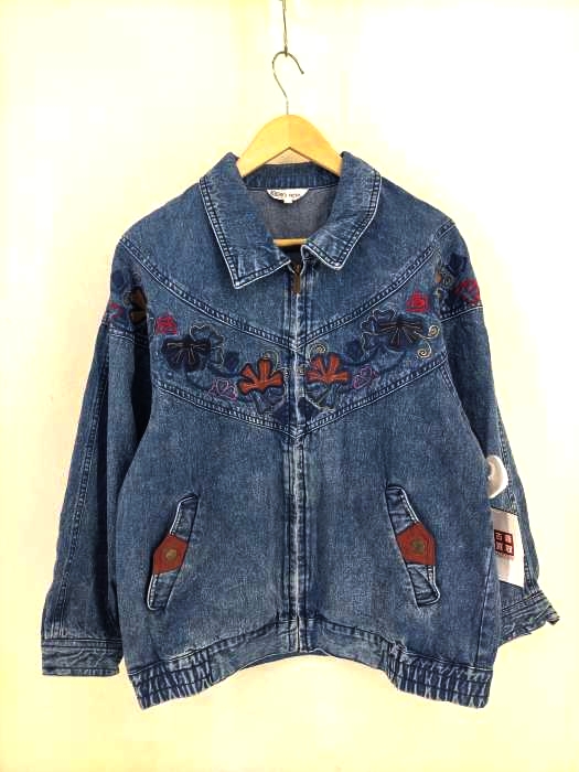 USED古着(ユーズドフルギ) 刺繍入りジップアップデニムジャケット メンズ 表記無