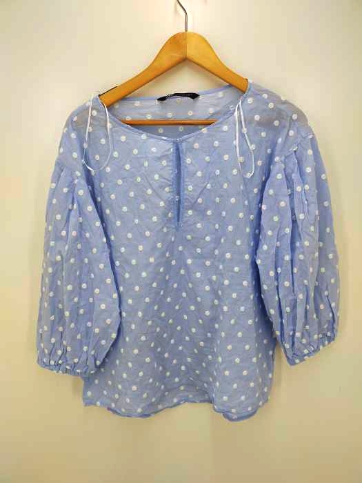 ZARA(ザラ) エンブロイダリー ポルカドットブラウス レディース JPN：L