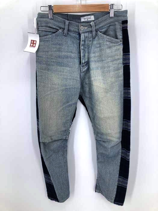 FADTHREE(ファドスリー) チェック/レザー切替 デニムパンツ レディース JPN：S